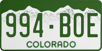 CO license plate 994BOE