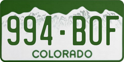 CO license plate 994BOF