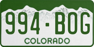 CO license plate 994BOG