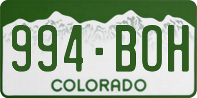 CO license plate 994BOH