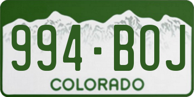 CO license plate 994BOJ