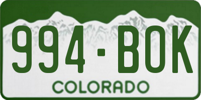 CO license plate 994BOK