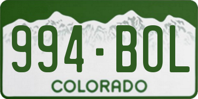 CO license plate 994BOL
