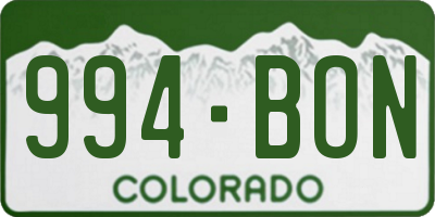 CO license plate 994BON