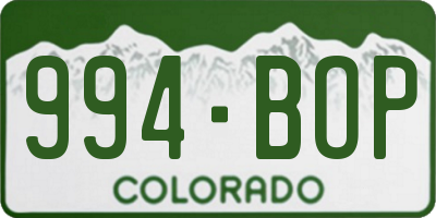 CO license plate 994BOP