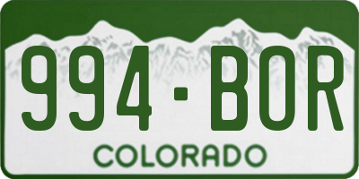 CO license plate 994BOR