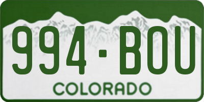 CO license plate 994BOU