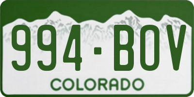 CO license plate 994BOV