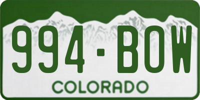 CO license plate 994BOW