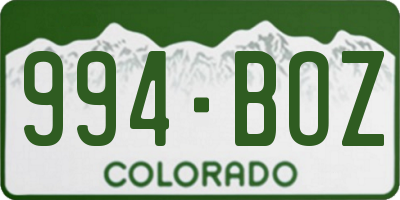 CO license plate 994BOZ