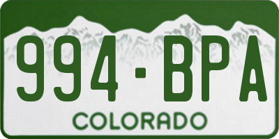 CO license plate 994BPA