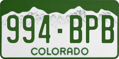 CO license plate 994BPB