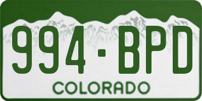 CO license plate 994BPD