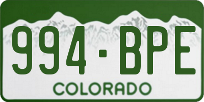 CO license plate 994BPE