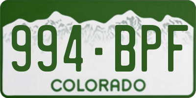 CO license plate 994BPF