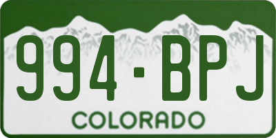 CO license plate 994BPJ