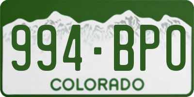 CO license plate 994BPO