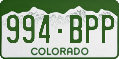CO license plate 994BPP