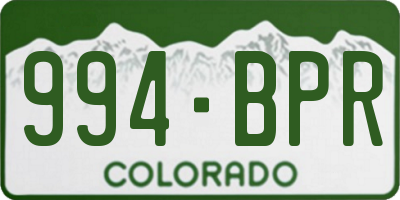 CO license plate 994BPR