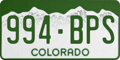 CO license plate 994BPS