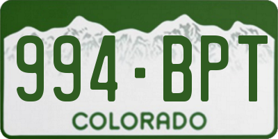 CO license plate 994BPT