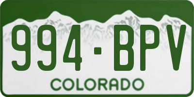 CO license plate 994BPV