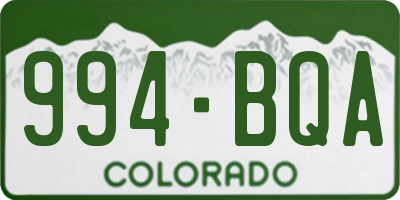 CO license plate 994BQA