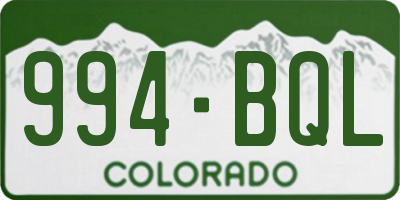 CO license plate 994BQL
