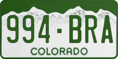 CO license plate 994BRA