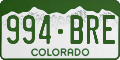 CO license plate 994BRE