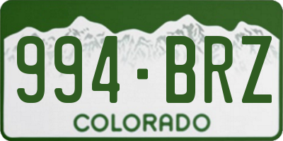 CO license plate 994BRZ