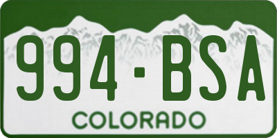 CO license plate 994BSA