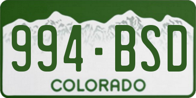CO license plate 994BSD