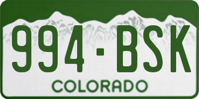 CO license plate 994BSK