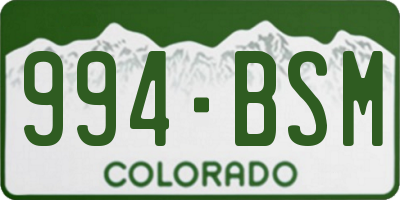 CO license plate 994BSM