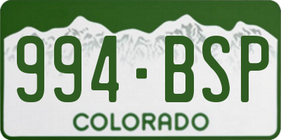CO license plate 994BSP