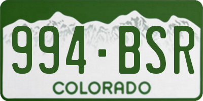 CO license plate 994BSR
