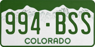 CO license plate 994BSS