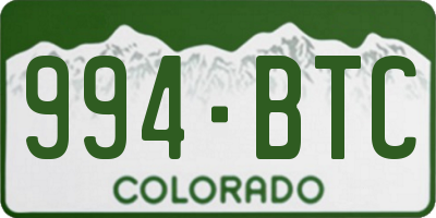 CO license plate 994BTC