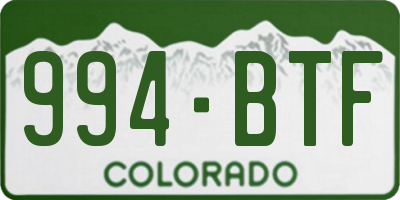 CO license plate 994BTF