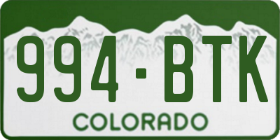 CO license plate 994BTK