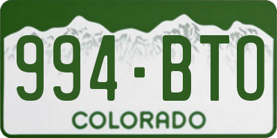 CO license plate 994BTO