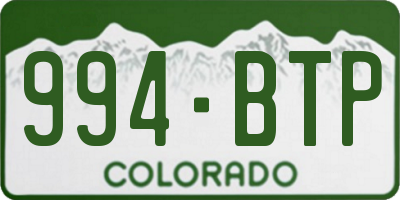CO license plate 994BTP