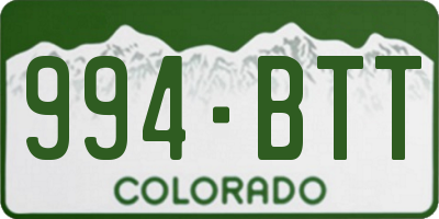 CO license plate 994BTT