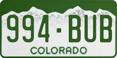 CO license plate 994BUB