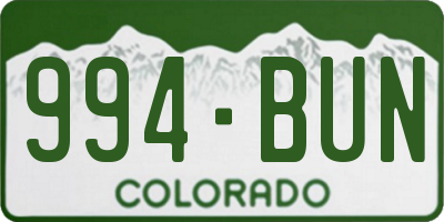 CO license plate 994BUN