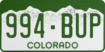 CO license plate 994BUP