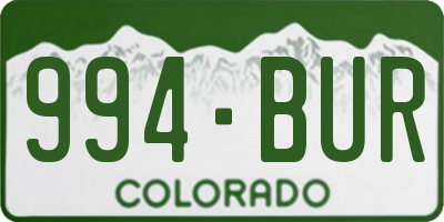 CO license plate 994BUR