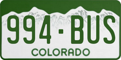 CO license plate 994BUS