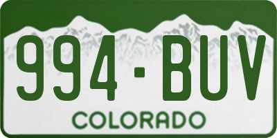 CO license plate 994BUV
